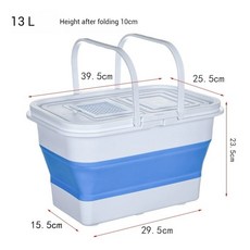 베스토 접이식 낚시 양동이 대용량 직사각형 물통 휴대용 세차 도구 청소용 바구니 야외, 13L with lid blueA, 1개