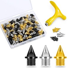 1/4인치 트랙 스파이크 130개 스테인리스 스틸 피라미드 슈 스파이크 트랙 및 크로스 컨트리용 스파이크 렌치 스프린트 스포츠 러닝화 대체 스파이크