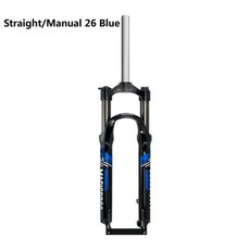 기계식 스프링 포크 수동 잠금 퀵 릴리즈 트래블 서스펜션 산악 자전거, 1개, 7. 26 Inch Blue