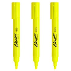 동아 네오라인 형광펜 단색(사각닙), 브라이트-노랑, 3개