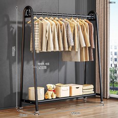 심플 스탠드 행거 옷걸이 선반형 이동식 옷수납 정리 행거 침실 드레스룸 정리대, 고급블랙 120x150x 단층 수납