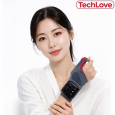 TechLove 엄지 손목 마사지기 (TENS+EMS) 온열 찜질기 손목 보호대 휴대용 안마기 저주파 해외 특허, 블랙, M왼손 블랙, M왼손