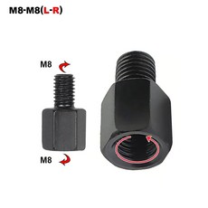M10 M8 10MM 8MM 오토바이 스쿠터 어댑터 변환 미러 스레드 왼손 나사 볼트 백미러 오른쪽 블랙, M8-M8 L-R