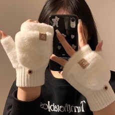 Lucky 翻蓋手套 露半指觸屏保暖加厚防寒騎行手套