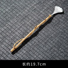 竹枝純錫茶勺 茶藝配件, 竹枝純錫杏葉茶撥,無規格, 1個