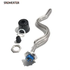 SNDHEATER 1인치 BSP NPT 나사형 S자형 물 가열 요소 120V 열전도 히터 저항 TEN 4500W, 01 4.5KW 355mmL, 02 120V NPT thread, 02 with locknut