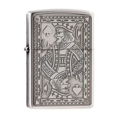 ZIPPO 撲克牌國王設計防風打火機，ZA-3-151A，特別設計仿古銀雕刻卡牌，終身保固官方旗艦, 1個, ZA-3-151A