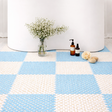 하스몰 나뭇잎 모던 퍼즐타일 미끄럼방지 욕실매트, 6개, 블루