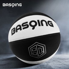 BASQING 籃球 兒童初中生適用 耐磨室內外通用, 1個, BASQING黑白 氣針+氣筒+球網 , 6號女生球