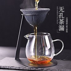 【開發票/統編】茶漏支架 - 無孔茶漏 家用玻璃公道杯茶水分離 創意支架泡茶過濾器 小青柑神器 耐高温過濾支架 茶湯清澈無渣, 1個, 微米無孔茶漏(鐵架+茶漏+龍膽公