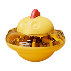 飛碟不倒翁漏食玩具 寵物益智玩具 狗狗互動玩具 耐咬橡膠材質 快速出貨, 黃色, 1個