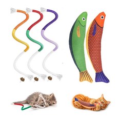 ECLATIS SON 온GKISS 키스ZQ 5팩 고양이 인터랙티브 장난감 츄 로프 캣닙 장난감 꽁치 피쉬 특별한 선물 치발기 부드럽고 내구성이 뛰어난 모든 품종용 2624