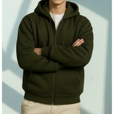 몽그리아 남녀공용 도톰한 기모 후드집업 데일리 오버핏 교복