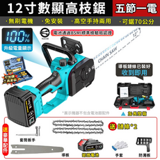 12吋數顯高枝鏈 五節一電 無刷電機 高空手持兩用, 1個