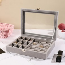 벨벳 악세사리 보관함 돌반지함 케이스 보물함 보관 정리함 아기 반지 함 상자 보석함 미니 귀금속 트레이, 화이트