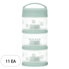 모윰 유아용 휴대용 3단 분유케이스, 민트해피모어에디션, 11개