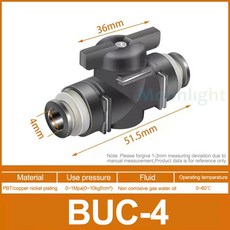 BUC BTC 4mm 6mm 8mm 10mm 회전 푸시인 공압식 전류 커넥터 12mm 제한 수동 스위치 밸브 핸드, BUC 04(bla )