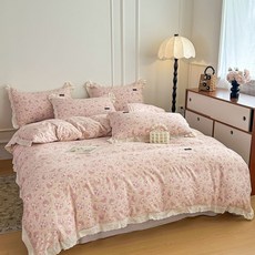 法式水洗棉四件套 2026新款保暖學生宿舍四件套 印花雙人/單人床組, 晨露,150公分牀單款四件套