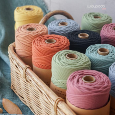 와요또 3mm 순면 우동끈 마크라메 실, 연초록