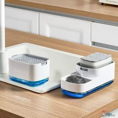 多功能廚房：菜瓜布盒、洗碗精按壓器、自動給皂機 廚房清潔好幫手, 1個, 洗碗精盒（黑）