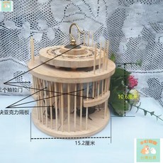 本町萌寵 高檔彩繪竹子崑蟲飼養鳴叫盒蟈蟈籠子四間別墅鳴蟲觀賞盒掛件用品, 1個, 三間房