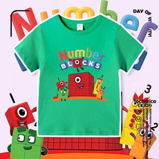 넘버블록스 숫자 캐릭터 키즈 반팔 남녀공용 면100% 어린이 여름 티셔츠