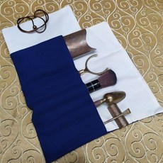 92jade 遇見善緣 棉麻茶具收納袋 功夫茶道六君子配件收納袋 茶則茶夾旅行便攜布袋 茶道配件收納包, 1個, 藍色