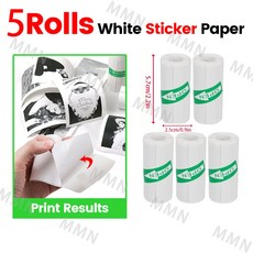 미니 포켓 열전사 프린터 무선 블루투스 출력기 라벨 휴대용 안드 사진 지원, Sti ers 5pcs, Sti ers 5pcs