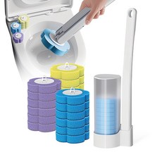 替換式壁掛馬桶刷 拋棄式一次性海綿刷 補充刷頭組 自帶清潔劑 可調角度, 替換刷頭［黃色］