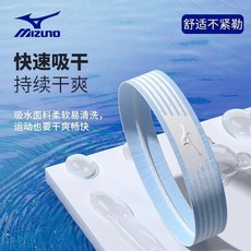 美津濃 運動髮帶 止汗束髮帶 跑步 瑜伽 健身 騎行, 1個, 銀光灰/一個裝+雙層面料,均碼（男女可用）