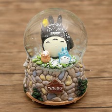 龍貓音樂盒 桌面擺件小夜燈, 龍貓音樂盒大笑【中號手動飄雪】,原包裝+賀卡