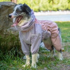 四腳大型犬防水狗狗雨衣邊牧衝鋒衣全包披金毛四季雨狗衣服連帽中, 粉紫色 25年新品（連帽款 防暴雨）,4XL+ 背71胸84-110體重75-, 1個