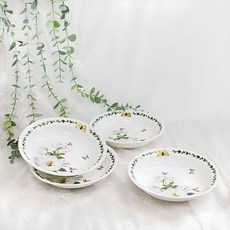 Royal Essex 玉蘭花圖案骨瓷圓盤, 4個, 6吋圓盤