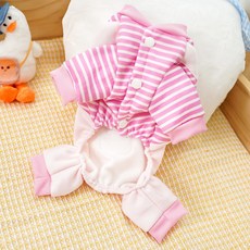 투니스 애완동물 캐릭터 스트라이프 기모 맨투맨 티셔츠, 핑크, 1개