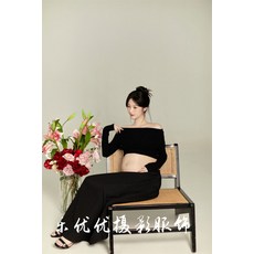 블랙 만삭 촬영 투피스 임산부 옷 의상 사진 주수 오프숄더 상하세트 프리 사이즈