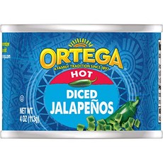 오르테가 다진 할라페뇨 매운맛 113g Ortega Diced Jalapenos Hot 4 Ounce, 할라피뇨, 4 온스 (1팩), 1개