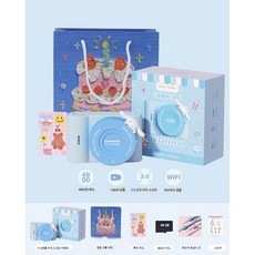 Kuromi 어린이 생일 선물 소녀 디지털 카메라 장난감 폴라로이드 아기 학생 ccd 새로운 스타일, 시나모롤 64G 터치스크린 블루 가방, 1개