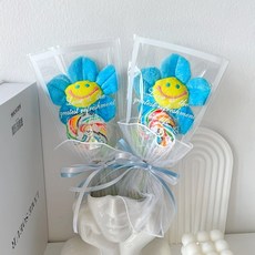 래프유 롤리팝 인형 사탕 꽃다발, 2개, 파랑