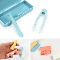 렌즈 집게 핀셋 케이스 세트 휴대용 렌즈 끼는 빼는 도구 흡착봉 집게 보관함, 1개, 랜덤