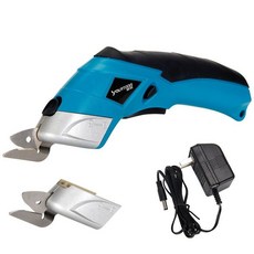 kiki 電動剪刀 多用途無線裁縫剪刀 皮革布料輕鬆剪裁 手持式電動剪刀, 1個, 藍色剪刀牛皮盒雙刀頭