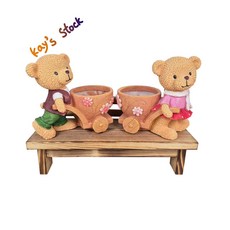 곰돌이마블화분 인테리어다육이화분 캐릭터화분 곰돌이커플화분 장식화분 커플화분 신혼집화분 TB-001 케이스스탁, 1개, 여곰돌이