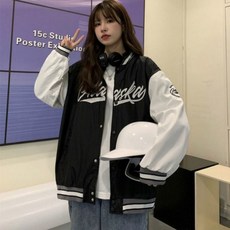 남녀공용 야구점퍼 항공점퍼 야구잠바 오버핏 커플룩 hay+162PV