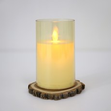 LED 글라스캔들 무드등 전자양초 흔들리는 촛불 12.5cm, 브라운