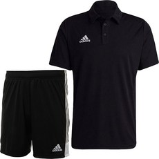 아디다스 카라 반팔티 반바지 반팔 티셔츠 운동복 세트 남여공용 트레이닝복 블랙 + ALS 마스크