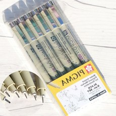 드로잉펜 사쿠라 피그마 마이크론 BLACK set 0.15-0.5mm 6pcs 79000EA 1EA, 본상품