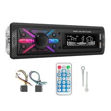차량용 라디오 1딘 스테레오 멀티미디어 MP3 플레이어 디지털 블루투스 FM 음악 컬러풀 RGB 라이트 USB 인, 01 1DIN MP3 Player
