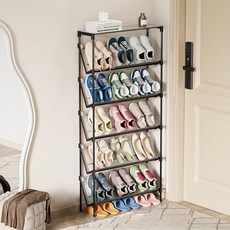 Alemon 접이식 신발장 현관 신발장 폴딩 신발 틈새 수납 정리대, 블랙, 6단