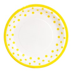 파티쇼 NEW 라인 도트 접시 6개입 생일 파티 셀프 홈파티 테이블 장식 피크닉 소품, 23cm, 옐로우