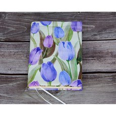 臺灣出貨 長寬厚可調整通用布書衣 自由可調布書衣 多尺寸書本可用通用書衣, 1個, 藍鬱金香通用書衣（輕薄棉布款）