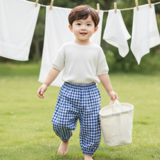 몽실이 체크면 배기팬츠